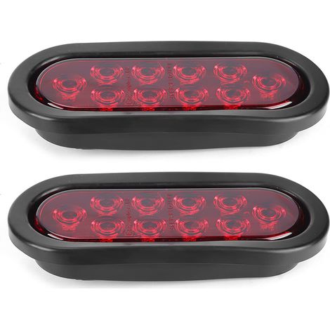 2 Stück 10-LED-Seitenmarkierungsleuchten, 6 Zoll, rot, oval, wasserdicht, LKW-Rückleuchten zur Oberflächenmontage (1/5)