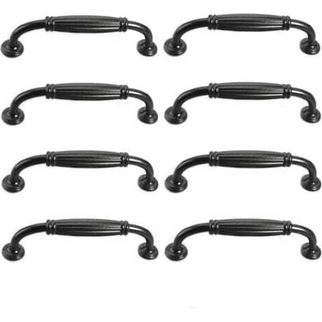 Poignées de meuble vintage européennes – Lot de 8 poignées de tiroir et placard, entraxe 96 mm, finition noir mat (1/5)