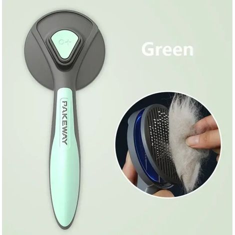 Chat peigne chien épilateur brosse toilettage pour animaux de compagnie Slicker aiguille peigne enlève emmêlé auto-nettoyant fournitures pour animaux de compagnie accessoires vert (1/4)