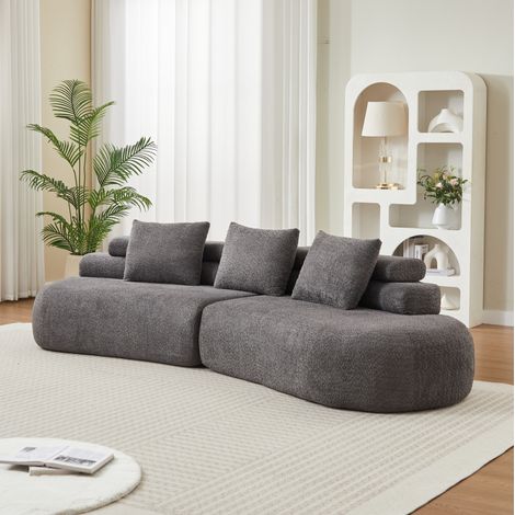 Sofá modular curvo en media luna, chenilla, 306 x 103 x 40 cm, gris antracita HAVRYA (1/5)