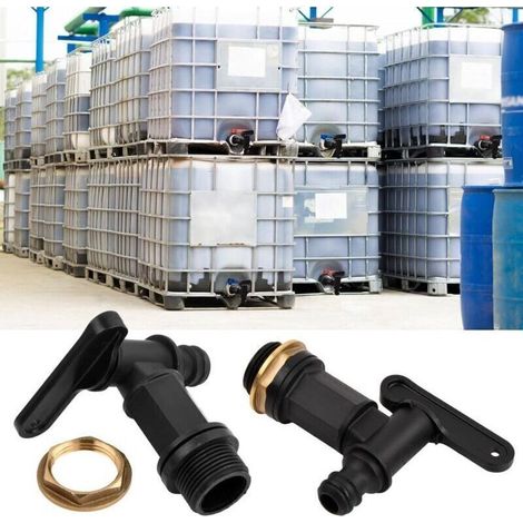 Robinet en plastique pour cuve de récupération d’eau de pluie – 2 pièces, filetage mâle 3/4 pouce, compatible IBC et collecteur (1/3)