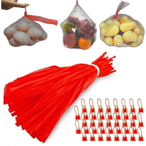 Lot de 200 sacs à provisions en filet réutilisables, filets à œufs et à fruits. (1/4)