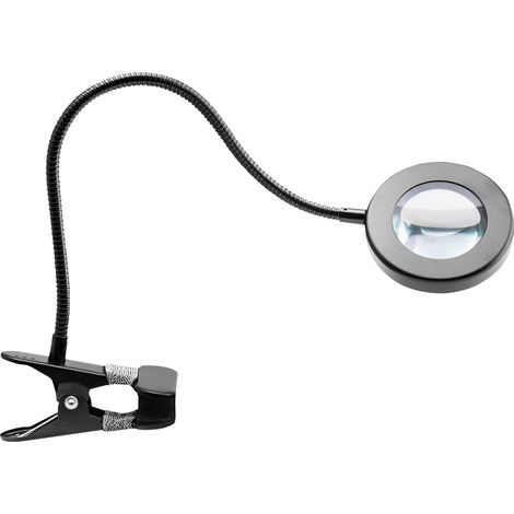 Lampe de bureau loupe à anneau serpent LED noire (1/5)