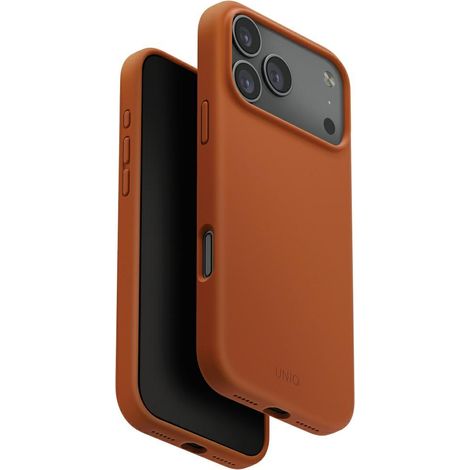 Funda UNIQ Lino para iPhone 17 Pro Max con carga Magclick, color naranja. (1/5)
