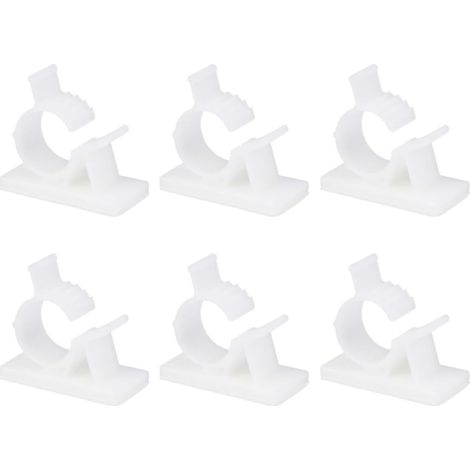 Lot de 20 Clips Câbles Adhésifs en Plastique Blanc, Réglables pour Gestion Câbles, Fixation Facile pour Bureau et Maison (1/5)