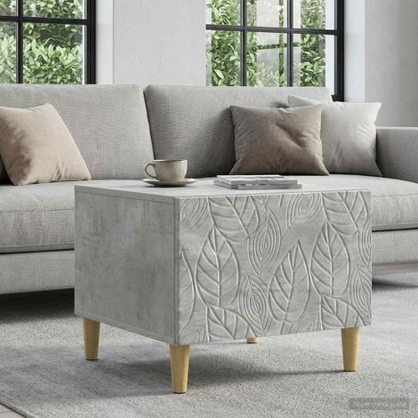 Table basse avec tiroir en bois d’ingénierie gris béton 50 x 49 x 40 cm - PANGIVO (1/5)