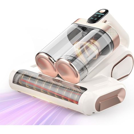 Aspirateur de matelas de lit Aspirateur portable sans fil 16Kpa, Aspirateur avec lumière UV-C 253.7nm, Filtre HEPA et ultrasons, Aspirateurs portables pour canapé canapé lit, blanc