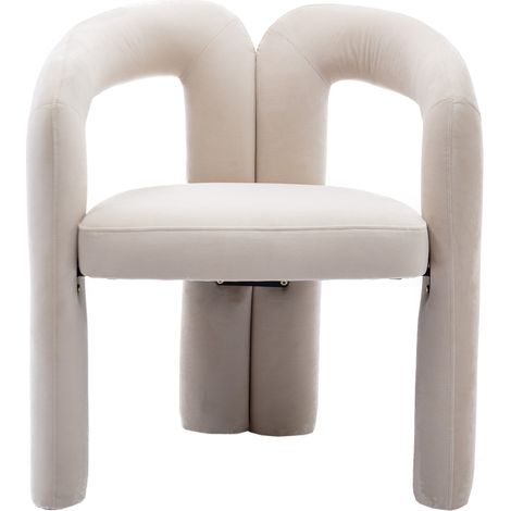 CHICFURN Silla de comedor de terciopelo beige 64x50,5x71 cm lote de 2 respaldo envolvente (1/5)
