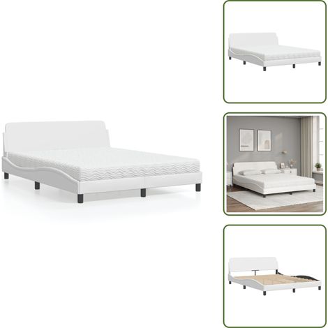 Sommeil de qualité - vidaXL Lit avec matelas Dover blanc 160x200 cm similicuir - Confort (1/5)