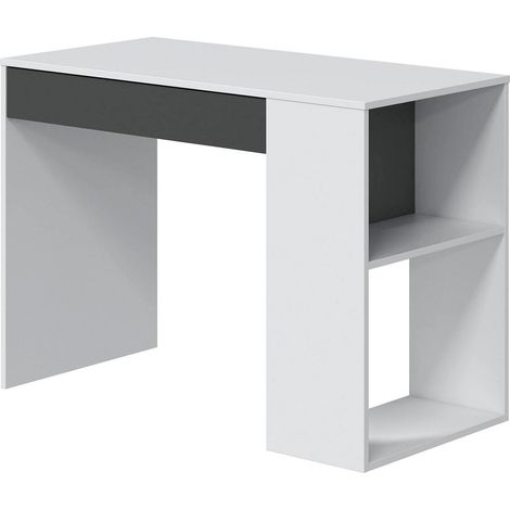 Scrivania Da Lavoro Per Computer Desk Con Cassetto Reversibile Design Moderno Ufficio Home Office Casa Cameretta Camera Soggiorno 73 x 101 x 50 Cm Bianco e Grigio Antracite
