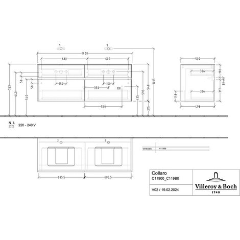 Villeroy & Boch C11900AA WTUS Collaro C11900 1400x548x500mm 4