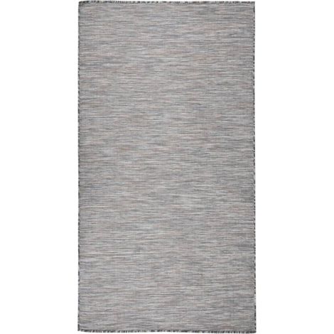 Tapis à tissage plat d'extérieur, Tapis de jardin, Balcon 80x150 cm Marron et noir FYH49696 (1/5)