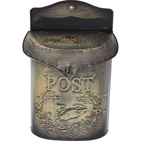Boîte aux lettres murale en fer Healeved, décorative vintage avec porte-journaux, extérieure (1/5)