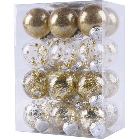 Boules De Décoration De Noël - 24 Pièces - Diamètre 6 cm - En Plastique PET - Pour Arbre De Noël, Mariage Et Décoration Festive (1/3)