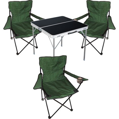 4-teiliges Campingmöbel Set Schwarz - Grün-MMC330883B+3xMPO2432 (1/4)