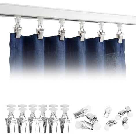 100 Pièces Pinces à Rideaux avec roulettes Glisseurs Rail, Métal Résistant Glissement Fluide, Fixation Solide Installation Facile, pour Rideaux Porte Fenêtre Décoration Maison (1/5)