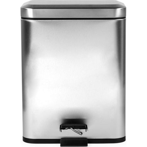 Poubelle à double compartiment – Poubelle de séparation rectangulaire, 5 l, seau intérieur amovible, pédale, poubelle pour bureau, salle de bain, chambre à coucher, en acier inoxydable, (1/4)