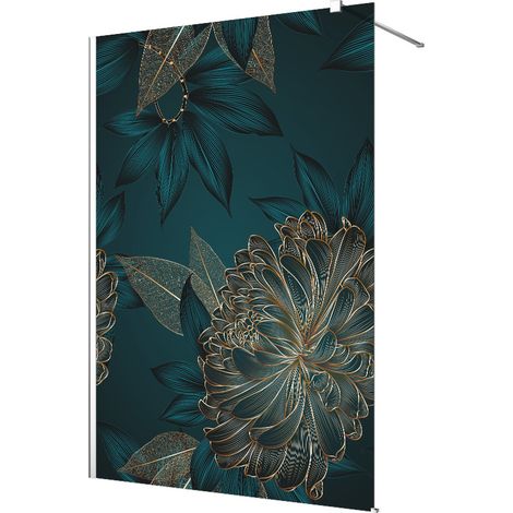 Stickers paroi de douche dépoli - Fleurs - 100 x 200 cm (1/2)