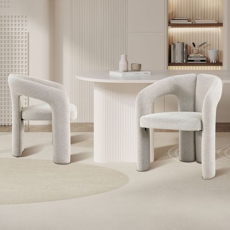 Lot de 2 chaises 62x63x74 cm en tissu texturé écru - BAJE