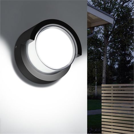 Applique noir mat LED 12 W, murale, lumière du jour 6 000 K, maison, entrée, abat-jour rond pour moderne, porche, étanche et antirouille (1/5)