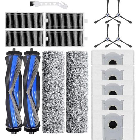 Replacement Parts Compatible with ECOVACS DEEBOT X8 Pro Omni/X8 Omni Vacuum Cleaner Robot Parts 2 Main Brush 4 Side Brushes 4 HEPA Filters 2 Roller Mop Cloth 5 Dust Bags (1/4)