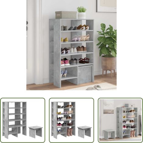vidaXL Meuble moderne -  Cabinet à chaussures 2 pcs Gris béton Bois d'ingénierie (1/5)