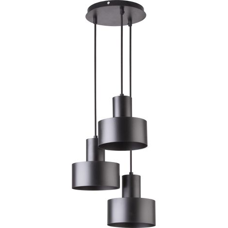 Suspension déco noire minimaliste ronde 3xE27 Sigma Rif