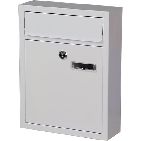 Boîte aux Lettres Blanche Boite en Acier Galvanisé avec 2 Clés Incluses 32x24x8CM Design Classique
