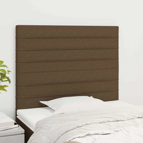 vidaXL Cabecero de cama marrón oscuro 80x5x118/128 cm Tela (1/5)