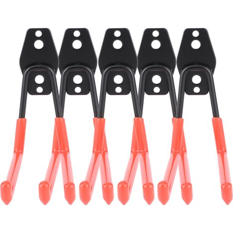 Lot de 5 crochets muraux de garage pour rangement et organisation d'outils électriques, cordes, pelles, vélos et tuyaux d'arrosage (orange) (1/5)