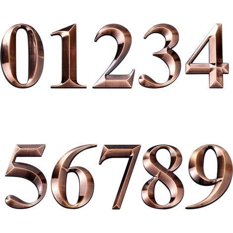(bronze rouge) Lot de 10 numéros d'adresse 3D autocollants de 7 cm pour porte de maison et boîte aux lettres Numéros de 0 à 9 pour appartement, maison, bureau (1/5)