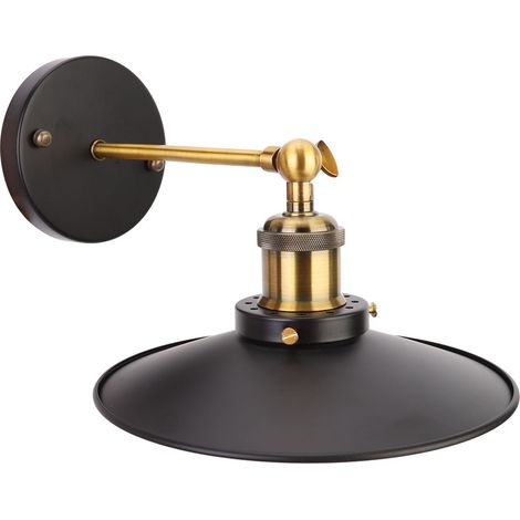 Ortviai Applique murale rétro en fer avec douille E27/E26, 85-265 V, bronze doré, 15 x 10 x 22 cm