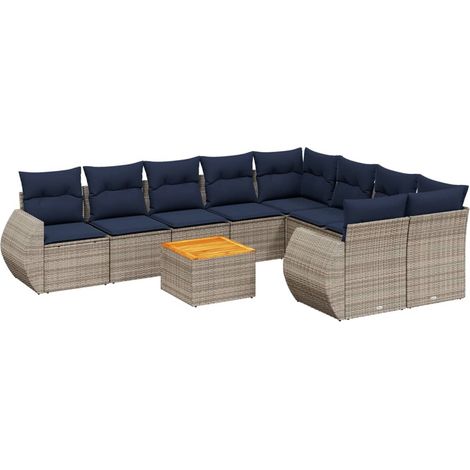 Maison Exclusive - 10-teiliges Gartensofa-Set mit Kissen, grau, P