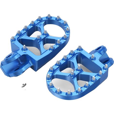 Reposapiés para motocicleta, diseño ancho, materiales resistentes, color azul.