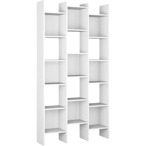 Habitdesign Modèle Italian Bibliothèque, étagères pour bureau, salle à manger ou salon, finition blanche « Artik », dimensions : 192 x 96 x 25 cm (H x l x P). (1/5)