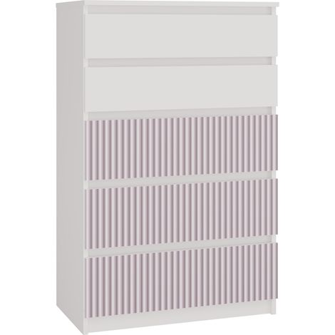 MILANO - Cassettiera moderna a 5 cassetti - 70x40x109.5 cm - Contenitori per bambini - Panca e rosa (1/3)