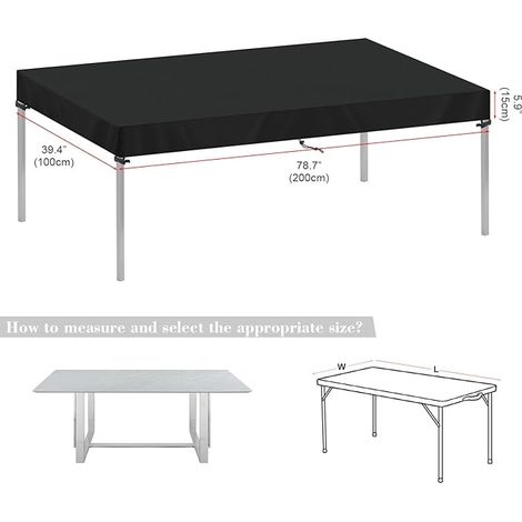 Funda para mesa de jardín de 200 x 100 x 15 cm, tela Oxford 420D, impermeable, resistente a los rayos UV. (1/5)