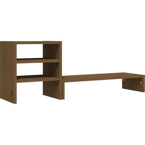 Support de moniteur Marron miel 81x20x30 cm Bois de pin solide (1/5)