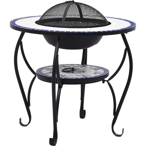 Table de foyer mosaïque Bleu et blanc 68 cm Céramique