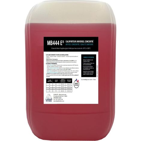 Fluide caloporteur MB444 F – Antigel pour circuits de chauffage central – Protection contre le gel et corrosion – Bidon de 20 litres – Produits Chimiques Du Mont Blanc (1/2)