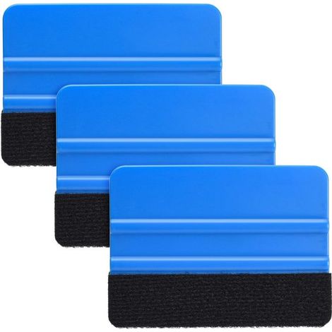 Raclette avec feutre - Lot de 3 - Grattoir pour film de protection - Kit de raclettes - Grattoir pour film adhésif - Décolleur d'autocollants - Pour films pour vitres, covering de voiture, films adhés (1/5)