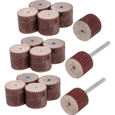 15 pcs 15mm Dia 120 Kornung Sandpapier Klappe Schleifscheibe Schleifkopf w Dorne (1/3)