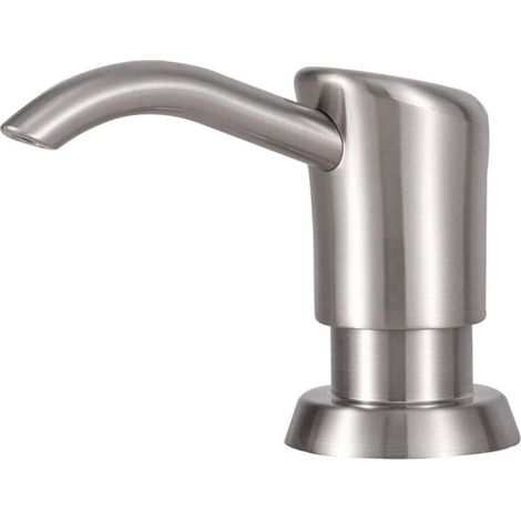 Distributore di sapone integrato per il lavello della cucina, testa della pompa in plastica ABS spazzolata (nichel) con flacone di sapone in PET da 55 ml. (1/4)