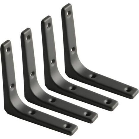 Équerre Étagère Murale, Équerre Métal Mat Noir, Support Étagère Métal pour Déco Cusine, Équerre Charge Lourde, 100mm100mm, 4pcs (1/5)
