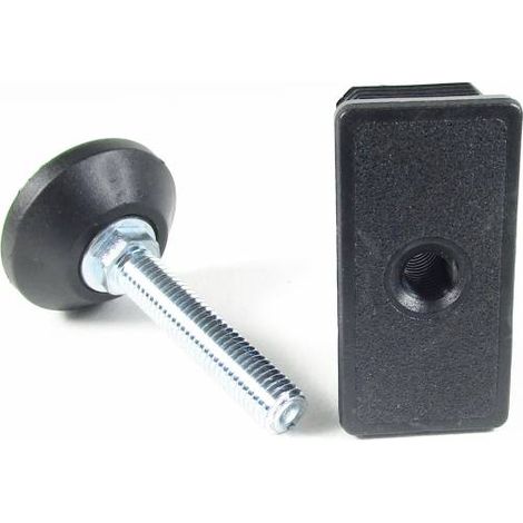 Ajile - Kit de Réglage pour tube rectangulaire 60x30 mm avec Pied Vérin Fileté en Acier Zingué M10 x 50 mm Embase diam. 40 mm (1/2)