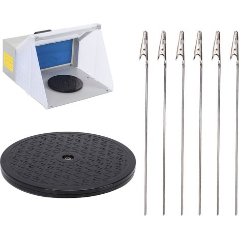 Plateau tournant pour peinture au pistolet, diamètre 7,5 pouces, rotation à 360 degrés, support de peinture pour maquettes avec 6 tiges à pince pour le modélisme (1/5)