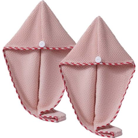 Serviette Pour Cheveux - 55 X 37 Cm - Velours Corail - Absorbante - Séchage Rapide - Lot De 2 (1/5)