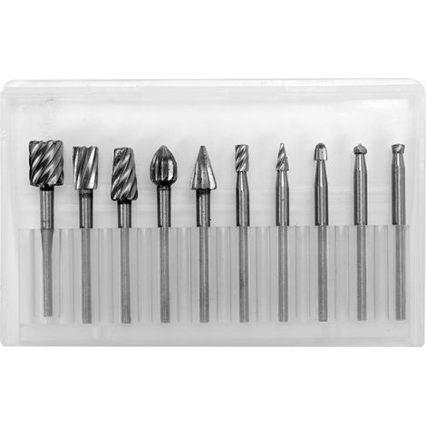YATO, modello YT-61731, Frezy per smerigliatrici mini, set de 10 pezzi, ideale per sgrossare e rifinire metallo, legno e plastica, strumentoprofessionale.