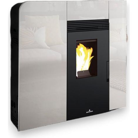 Bronpi – Poêle à granulés extra-plat 11 kW – Canalisable jusqu'à 9m – Évacuation des fumées arrière/supérieure – Autonomie 14h – Classe énergétique A+