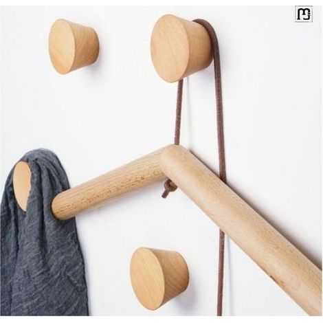 Crochet Mural Bois Porte Manteau Rond, Patère Bois 5 Pièces Naturel Crochet à Manteau Vintage Décoratif en Bois Naturel Branche Décorative Cintre Crochet De Vêtements (1/4)